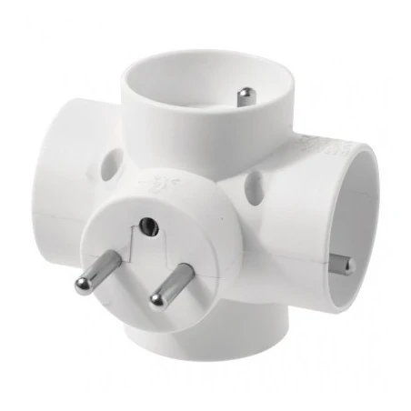 Rozgalezniki - rozgałęźnik biały poczwórny z uziemieniem p0040 emos 