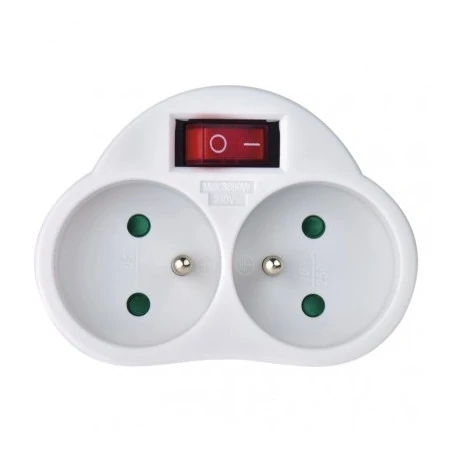 Rozgalezniki - rozgałęźnik na 2 gniazda z wyłącznikiem biały p0062 emos 