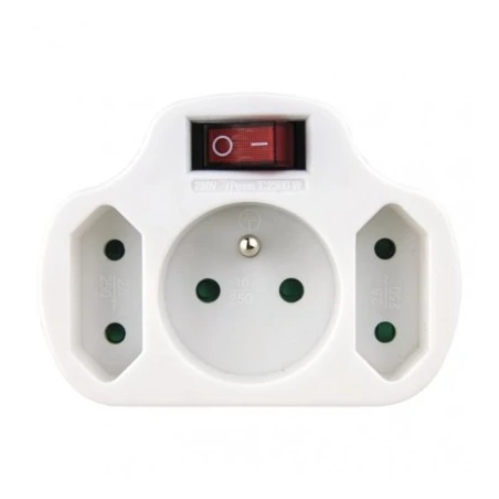 Rozgalezniki - rozgałęźnik potrójny z wyłącznikiem biały p0029 emos 