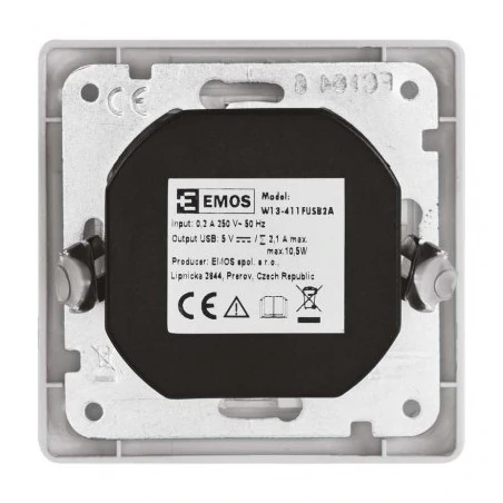 Gniazda-pojedyncze-podtynkowe - białe gniazdo pojedyczne z wejściem usb 2,1a a6000.0 emos 