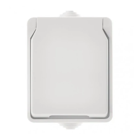 Gniazda-pojedyncze-natynkowe - gniazdo pojedyncze natynkowe z uziemieniem i klapką białe ip54 a1397.2 emos 