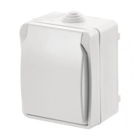 Gniazda-pojedyncze-natynkowe - gniazdo pojedyncze natynkowe z uziemieniem i klapką białe ip54 a1397.2 emos 