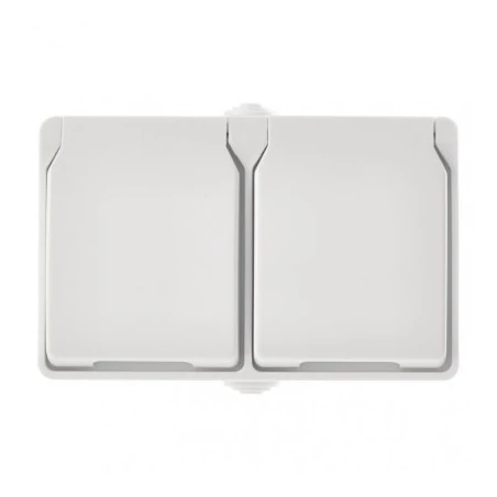 Gniazda-podwojne-natynkowe - gniazdo podwójne białe z klapką natynkowe ip44 a1397.3 emos 