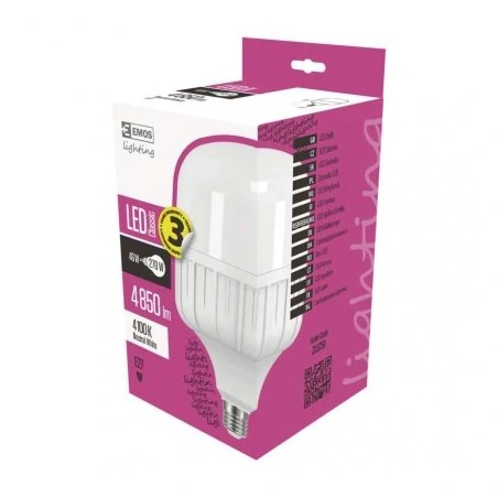 Gwint-trzonek-e27 - mocna żarówka led classic t140 44,5w-270w 4850lm e27 neutralna 3 lata gwarancji emos zl5751 