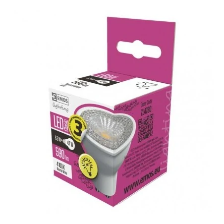 Gwint-trzonek-gu10 - żarówka led 7w-81w gu10 580lm wąski kąt jak halogenowa neutralna 4000k 3 lata gwarancji emos zl4780 