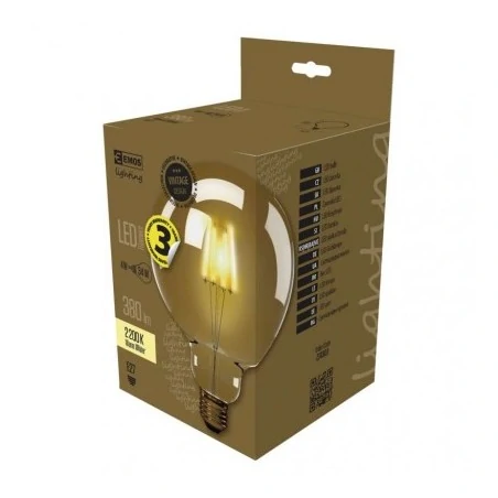 Zarowki-dekoracyjne - duża ozdobna żarówka led vintage g125 4w e27 ciepła biel emos z74303 
