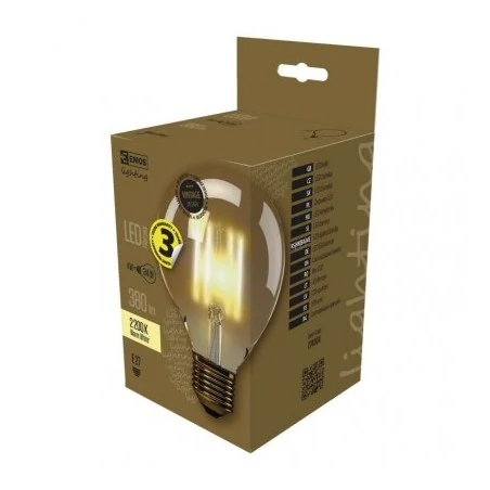 Zarowki-dekoracyjne - żarówka ozdobna led bursztynowa g95 4w e27 2200k ciepła biel emos z74304 