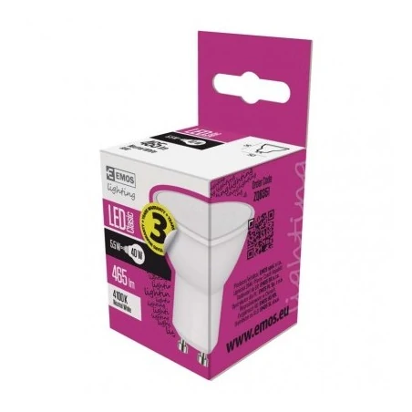 Gwint-trzonek-gu10 - żarówka led mr16 5,7w gu10 neutralna biel 465lm 3 lata gwarancji emos zq8351 