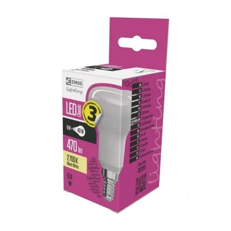 Gwint-trzonek-e14 - żarówka led reflektor r50 4w e14 ciepła 450lm 3 lata emos zq7220 
