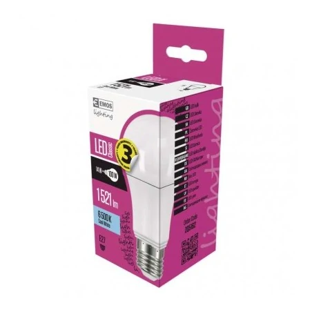 Gwint-trzonek-e27 - żarówka led setka a60 13.2w-100w e27 zimna 6500k 1521lm 3 lata emos zq5162 