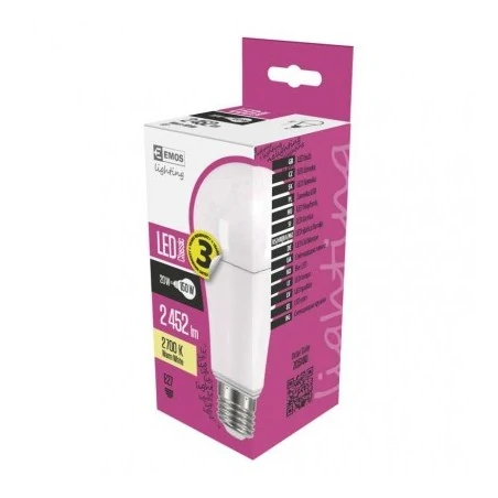 Gwint-trzonek-e27 - zq5180 żarówka led mocna mleczny klosz a67 18,1w-150w e27 ciepła 2700k 2452lm   3lata emos 