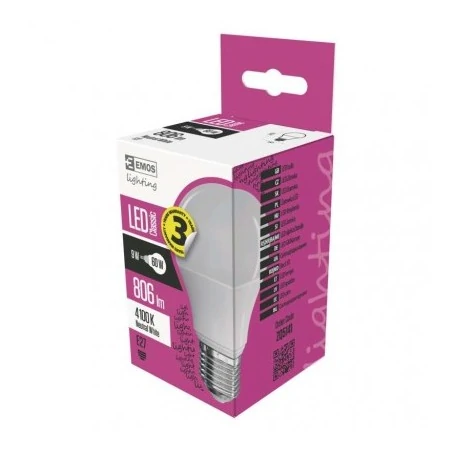 Gwint-trzonek-e27 - neutralna żarówka led e27 o mocy 8,5w classic a60 zq5141 emos 