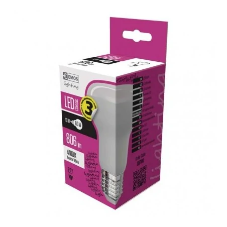 Gwint-trzonek-e27 - żarówka led reflektor r63 8.8w-60w 806lm e27 neutralna 3lata  emos zq7141 