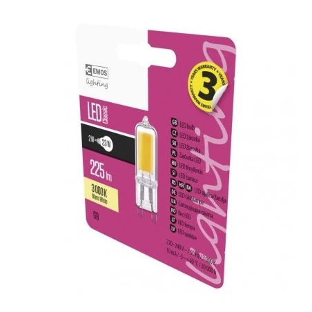 Gwint-trzonek-g9 - ciepła żarówka led g9 2w 3000k 225lm classic jc zq9520 emos 