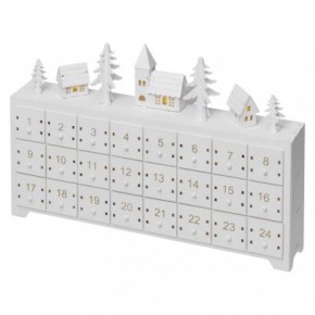 Dekoracje-swiateczne-led - kalendarz adwentowy z podświetleniem biały drewniany domek dcww15 emos 