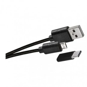 Kable-usb - ładowarka do samochodu zasilacz usb + kabel microusb+usb-c v0219 emos 