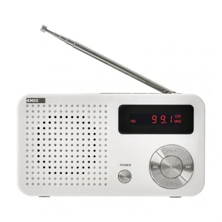 Akcesoria-elektryczne - przenośne radio mp3 z wejściem usb biały/szary microsd e0086 emos 