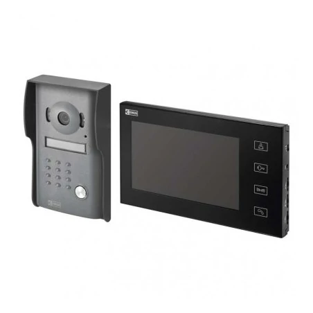 Wideodomofony - wideodomofon czarny kolorowy wyświetlacz h1014 emos 