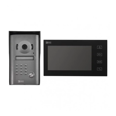 Wideodomofony - wideodomofon czarny kolorowy wyświetlacz h1014 emos 