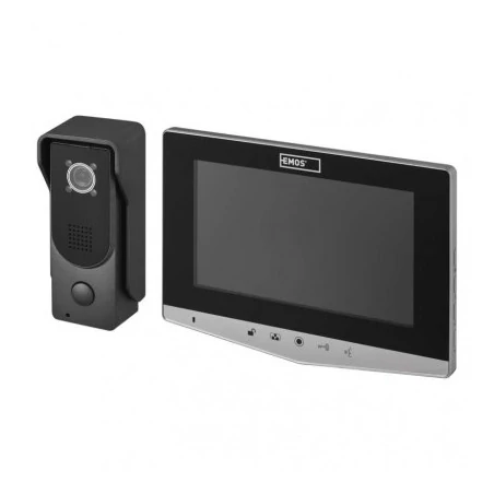 Wideodomofony - wideodomofon srebrny czytelny wyświetlacz komplet h2030 emos 