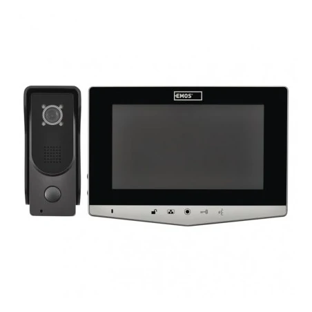 Wideodomofony - wideodomofon srebrny czytelny wyświetlacz komplet h2030 emos 