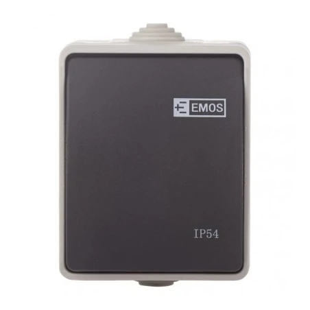 Wylaczniki-schodowe - włącznik schodowy natynkowy pojedynczy ip54 szaro-czarny a1398 emos 