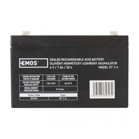 Akumulatory - ołowiowy akumulator agm 6v 7ah faston 4,7 b9659 1201000520 emos 