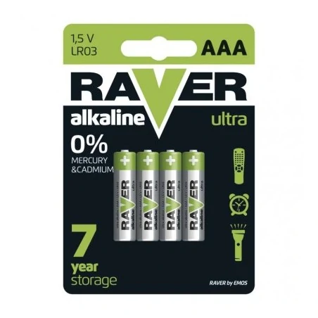 Baterie - bateria alkaliczna 4szt. raver ultra alkaline aaa (lr03) blister b7911 emos 