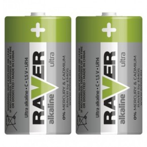 Baterie - bateria alkaliczna raver ultra alkaline c lr14 blister 2 sztuki emos b7931 
