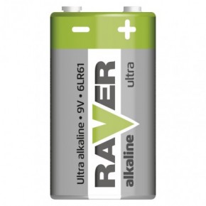 Baterie - bateria alkaliczna płaska raver ultra alkaline 9v (6lf22) emos b7951 