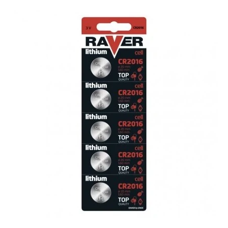 Baterie - b7316 bateria guzikowa litowa  3v raver lithium cr2016 blister 5sztuk emos 