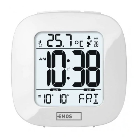 Termometry-i-stacje-pogodowe - budzik cyfrowy na baterie aaa dcf biały e0126 emos 