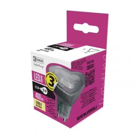Gwint-trzonek-gu10 - żarówka led gu10 4,2w-36w 333lm ciepła biel emos zq8333 