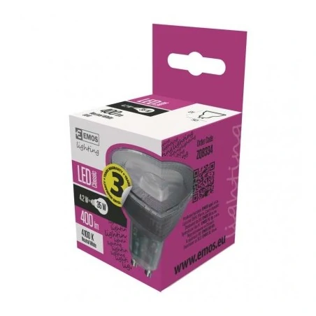 Gwint-trzonek-gu10 - zq8334 żarówka led mr16 4,2w-40w gu10 neutralna biel 333lm emos 