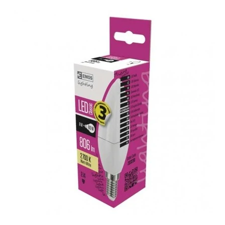 Gwint-trzonek-e14 - ciepła żarówka led świeczka e14 7,3w-60w 806lm classic zq3230 emos 
