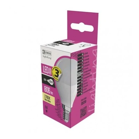 Gwint-trzonek-e14 - żarówka led mini globe kulka e14 7,3w-60w 806lm ciepła 2700k 3 lata gw. emos zq1230 