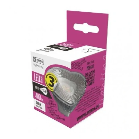 Gwint-mr-16-gu-53 - żarówka led niskonapięciowa 12v mr16 4,5w-31w gu5,3 4000k 380lm emos zq8434 