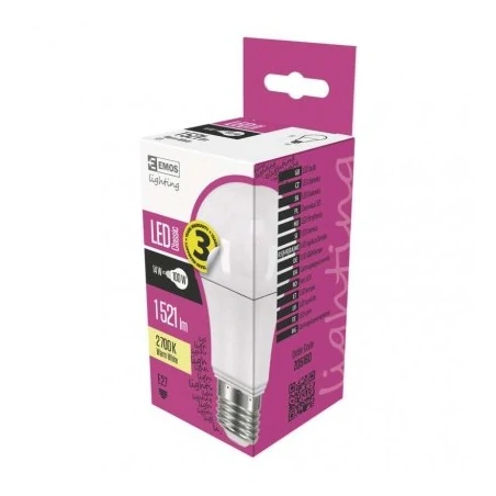 Gwint-trzonek-e27 - mocna żarówka led a60 13.2w-100w e27 ciepła 1521lm 3lata emos zq5160 