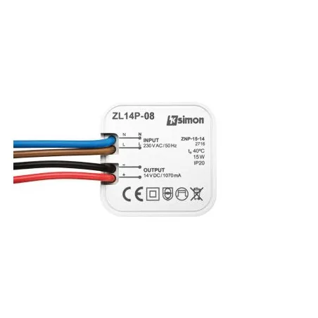 Zasilacze-led -  zasilacz led dopuszkowy 14v dc 8w zl14p-08 seria simon 54 kontakt-simon  