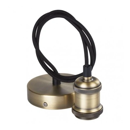 Lampy-sufitowe - sznur z oprawką zawieszka do żarówek e27 mosiądz vintage emos zc3100 