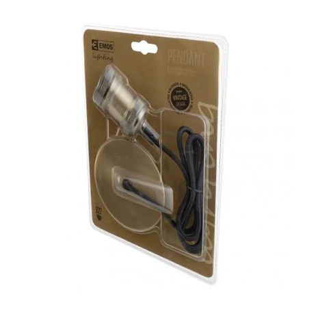 Lampy-sufitowe - sznur z oprawką zawieszka do żarówek e27 mosiądz vintage emos zc3100 