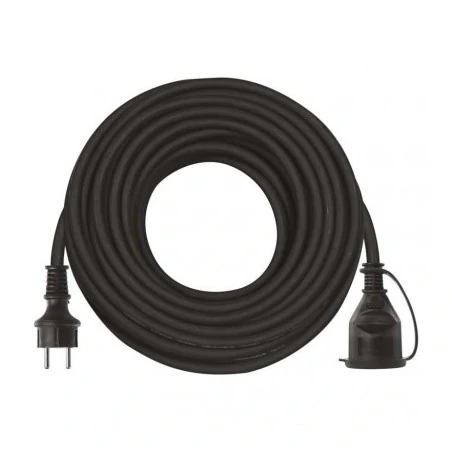 Przedluzacze-elektryczne - przedłużacz gumowy na 1 gniazdo 20m 3×1,5mm czarny ip44 emos p01720 