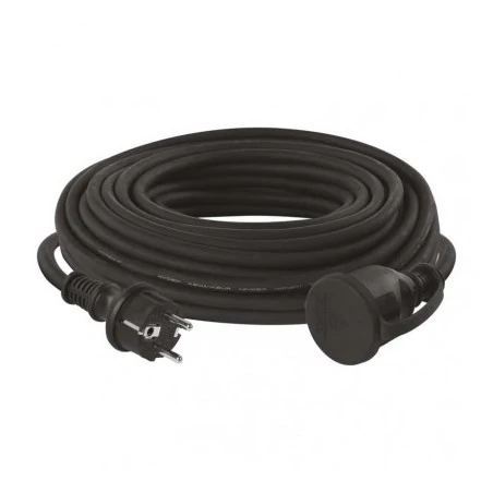 Przedluzacze-elektryczne - przedłużacz gumowy na 1 gniazdo 20m 3×1,5mm czarny ip44 emos p01720 