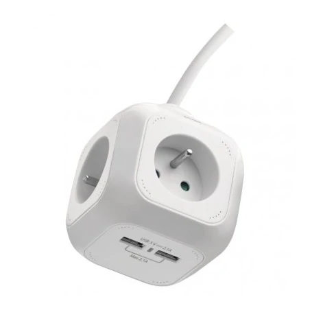 Przedluzacze-elektryczne - przedłużacz kostka na 4 gniazda plus 2 usb biały 1,9m p04119u emos 