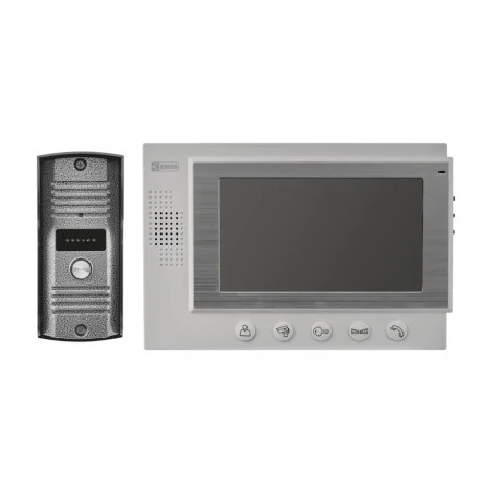 Wideodomofony - h2017 prosty wideodomofon z interkomem kolorowy wyświetlacz hd  em-07hd biały emos 