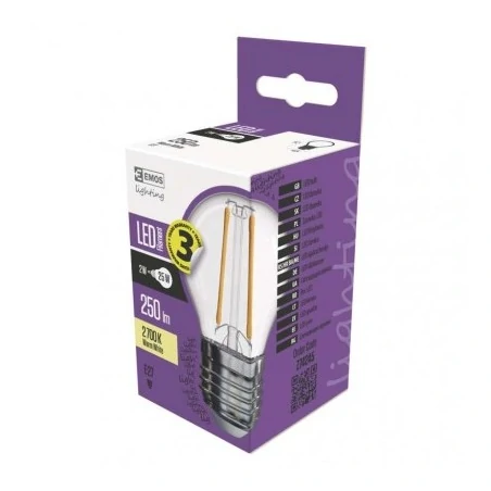 Strona-glowna - żarówka led filament kulka 2.2w-25w e27 ciepła 350lm 3 lata gw. emos z74245 