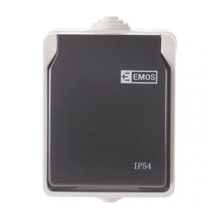 Gniazda-pojedyncze-natynkowe - gniazdo pojedyncze natynkowe z klapką ip54 białe a1397 emos 