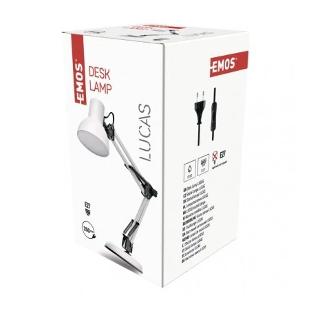 Lampki-biurkowe - lampa biurkowa typu pixar biała e27 48 cm lucas e27 z7609w emos 