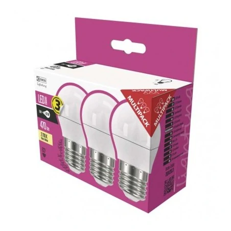 Strona-glowna - komplet 3 żarówek led mini globe 5w-40w 470lm e27 ciepła biel 3lata emos zq1120.3 