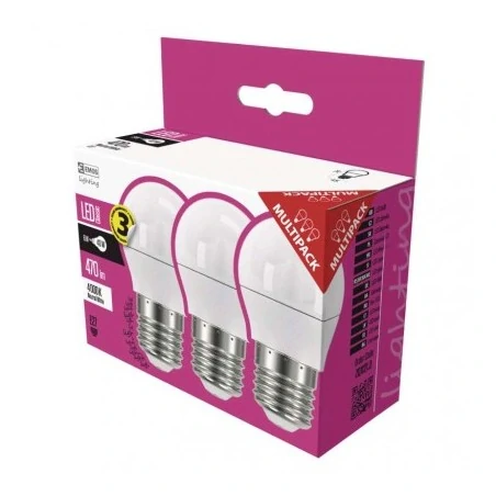 Gwint-trzonek-e27 - żarówka led  3sztuki classic mini globe 6w e27 neutralna 470lm 3lata gw.emos zq1121.3 
